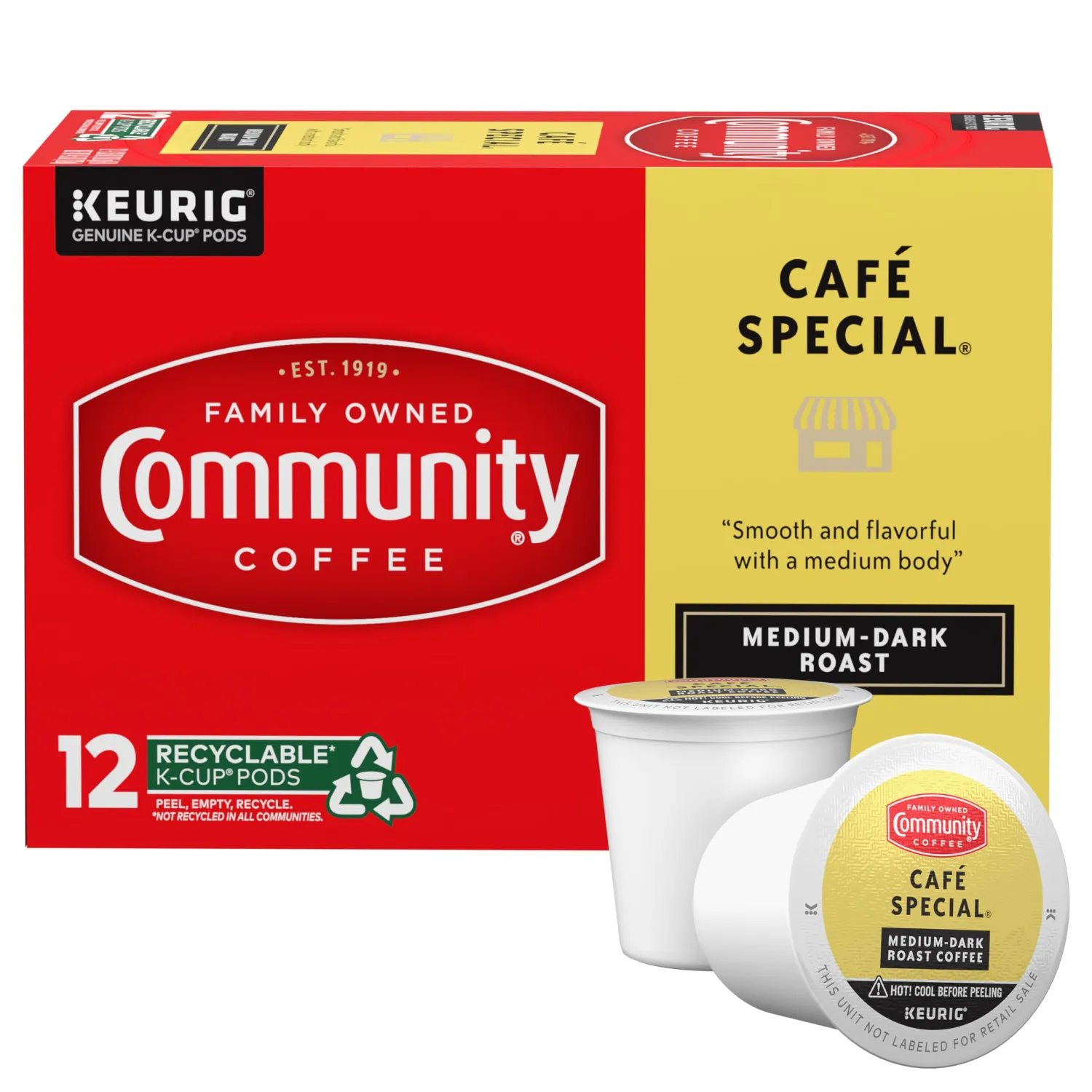 Community Coffee Café Special, 12 Count Single Serve Coffee Pods, Medium Dark Roast, Compatible with Keurig K-cup Brewers