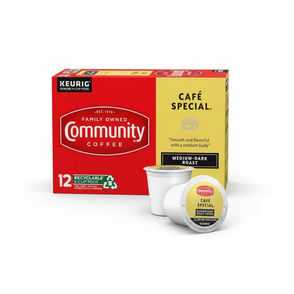 Community Coffee Café Special, 12 Count Single Serve Coffee Pods, Medium Dark Roast, Compatible with Keurig K-cup Brewers