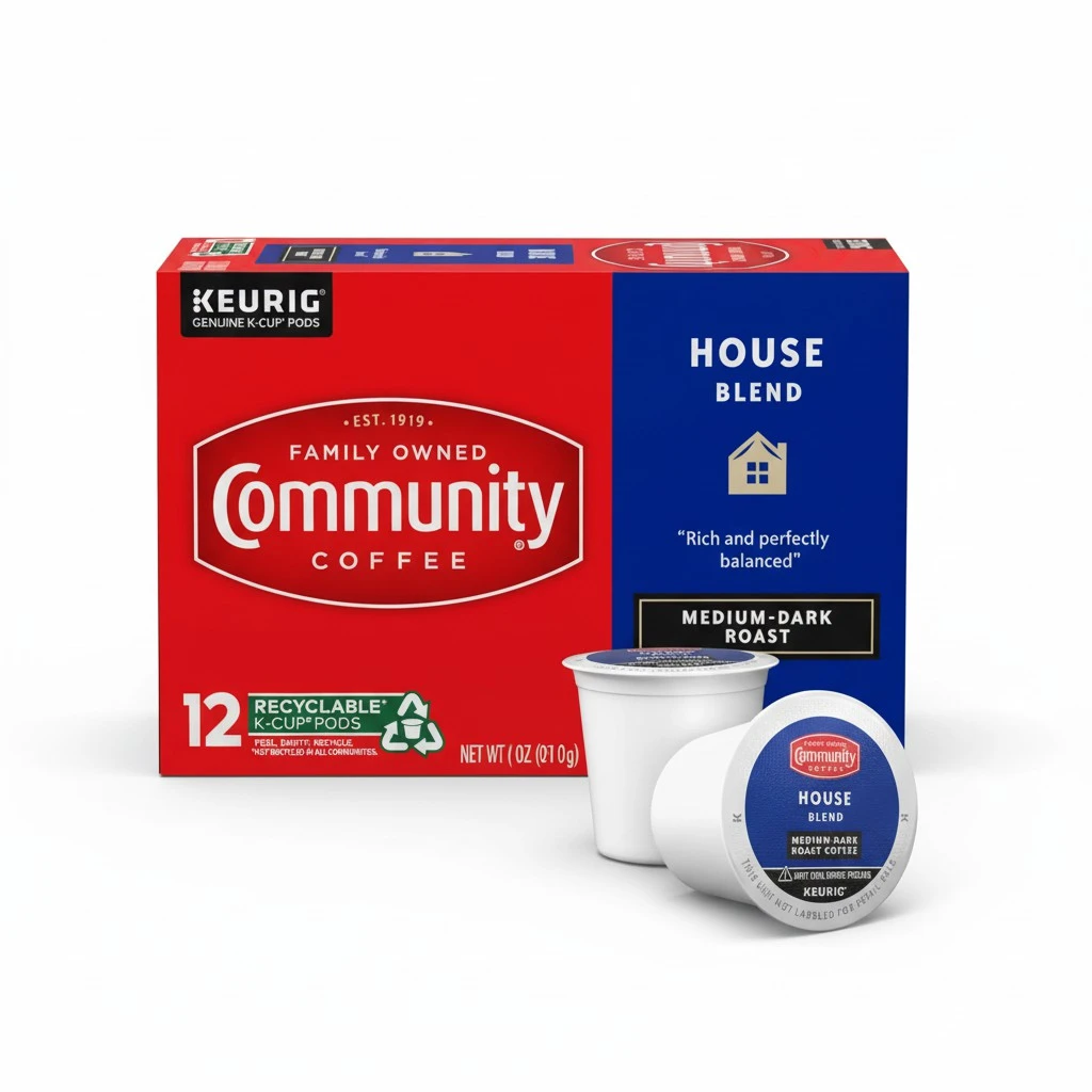 Community Coffee House Blend Medium-Dark Roast Single-Serve Keurig K-Cup Pods, 12 Count (Pack of 1)