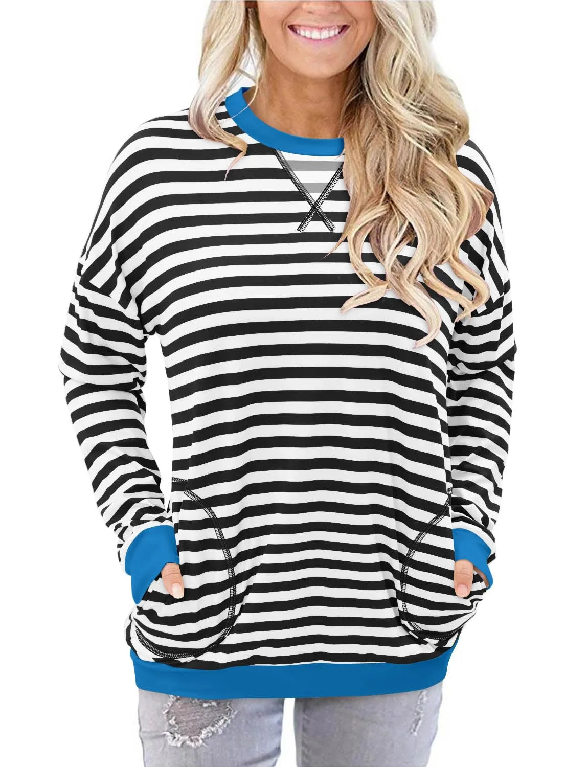 Angerella Women's Casual Loose Fit Pocket Shirts Printed Tops