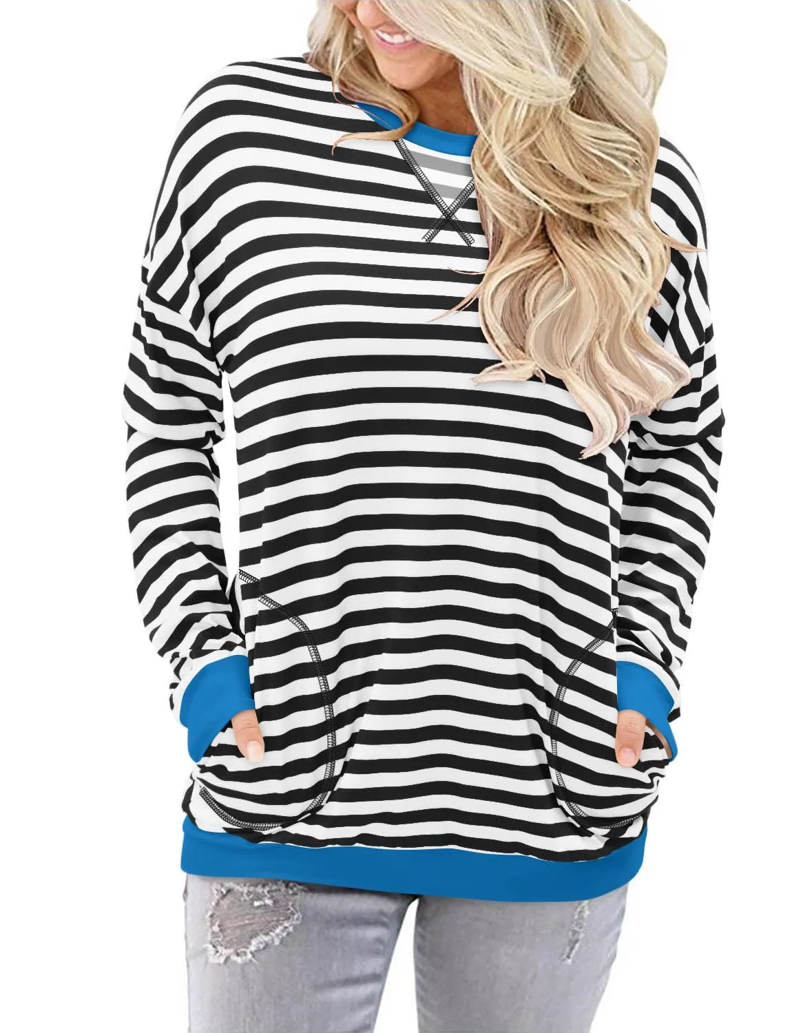 Angerella Women's Casual Loose Fit Pocket Shirts Printed Tops