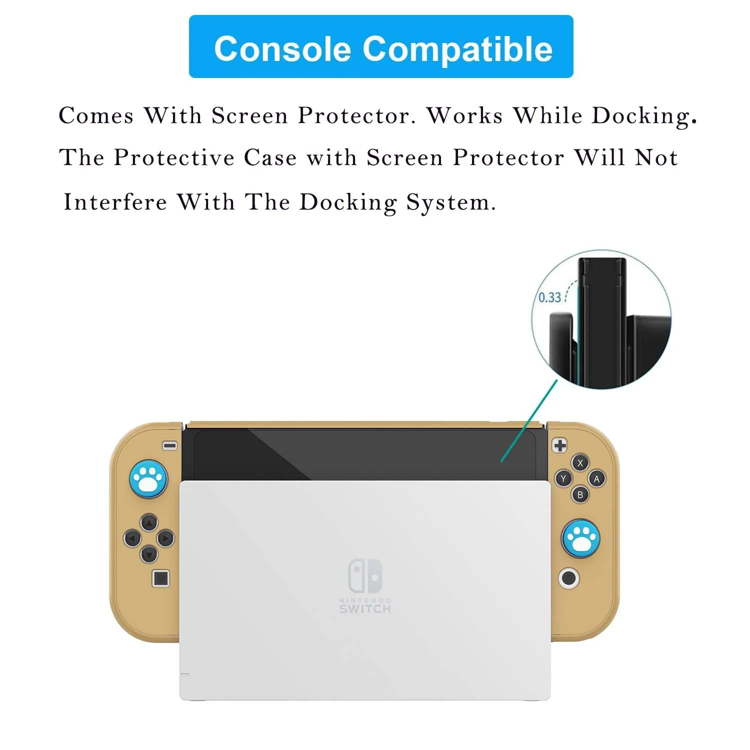 COMCOOL Dockable Case for Nintendo Switch OLED - [9 FT Military Grade Drop Protection] [with Tempered Glass Screen Protector] Protective Cover for Nintendo Switch OLED - Vintage Yellow