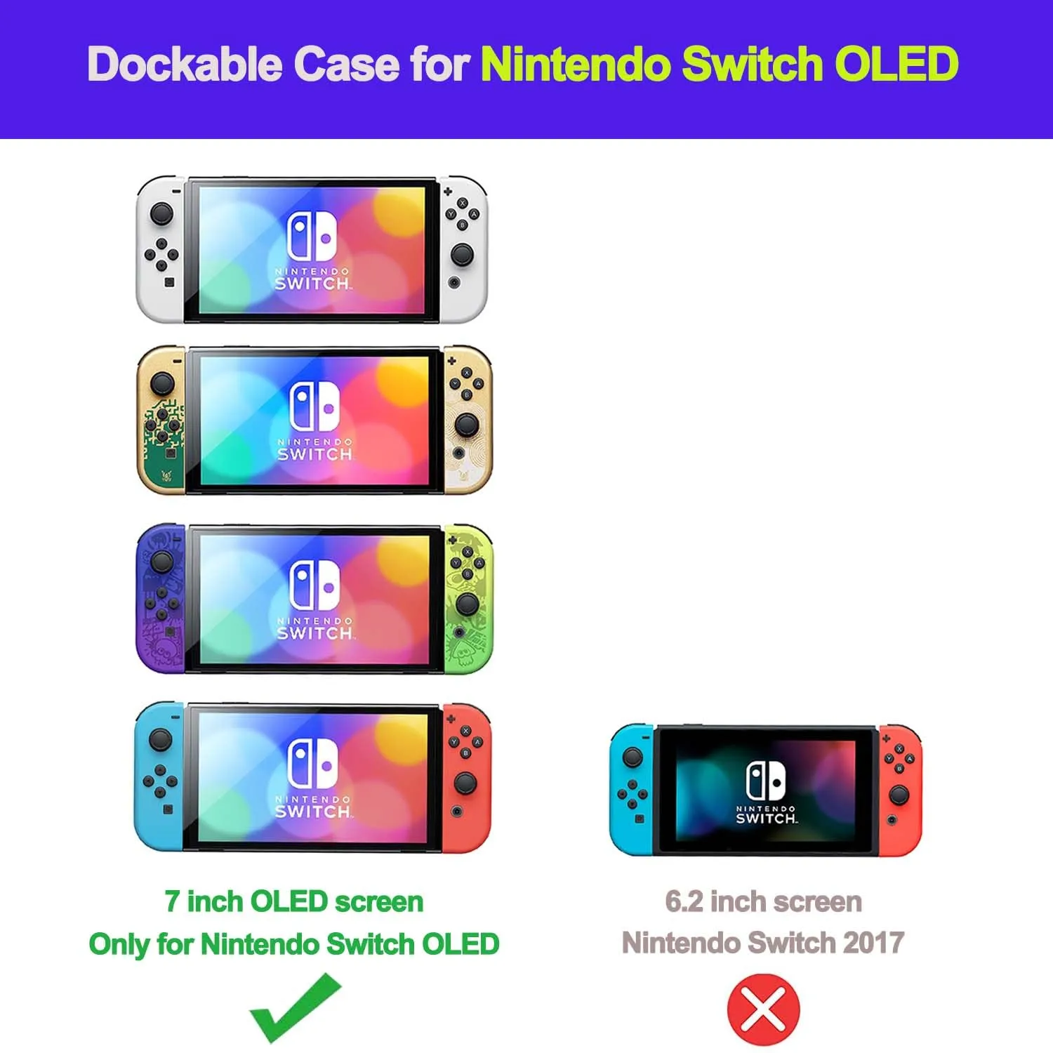 COMCOOL Dockable Case for Nintendo Switch OLED - [9 FT Military Grade Drop Protection] [with Tempered Glass Screen Protector] Protective Cover for Nintendo Switch OLED - Vintage Yellow
