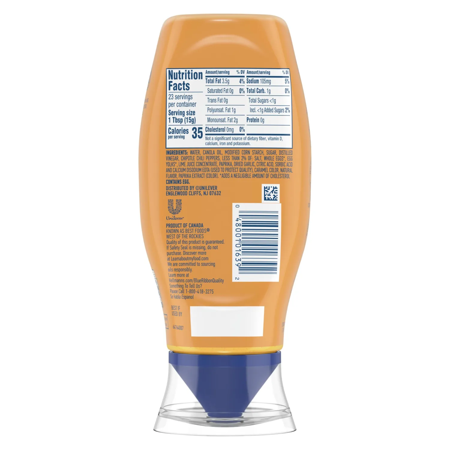 Hellmann's Mayonnaise Dressing Mild Chipotle 8 ct for Tacos, Grilled Chicken Sandwiches & More, with Real Ingredients & No Artificial Flavors, 11.5 oz