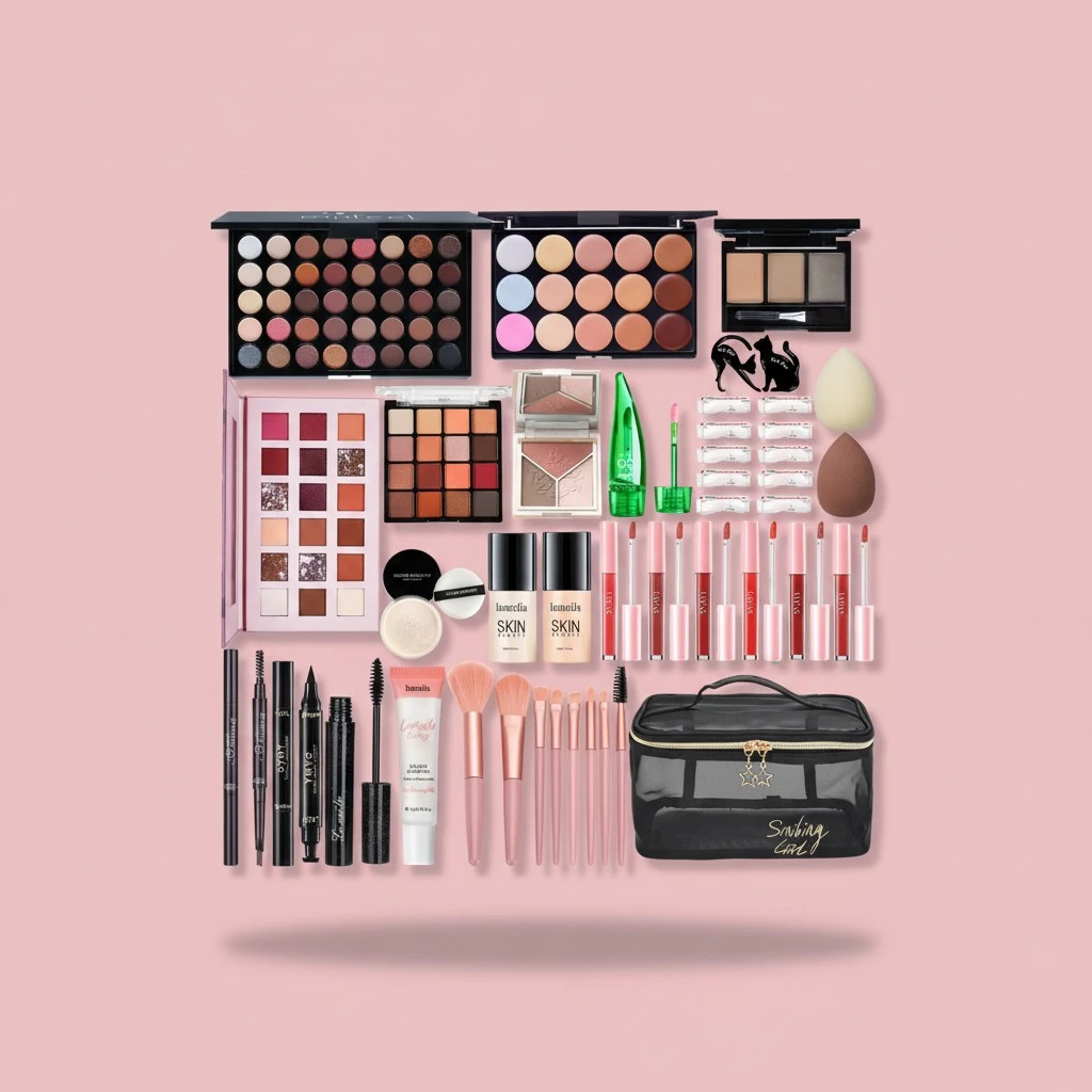 All in One Makeup Kit for Women Full Kit, Make Up Gift Set for Women, Makeup Essential Bundle Includes Foundation Face Primer Eyeshadow Contour Palette Lipstick Eyeliner Mascara Cosmetic Brush Set