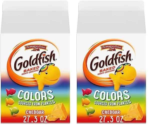 Goldfish Colors Cheddar Cheese Crackers, 27.3 oz Carton (Pack of 2)