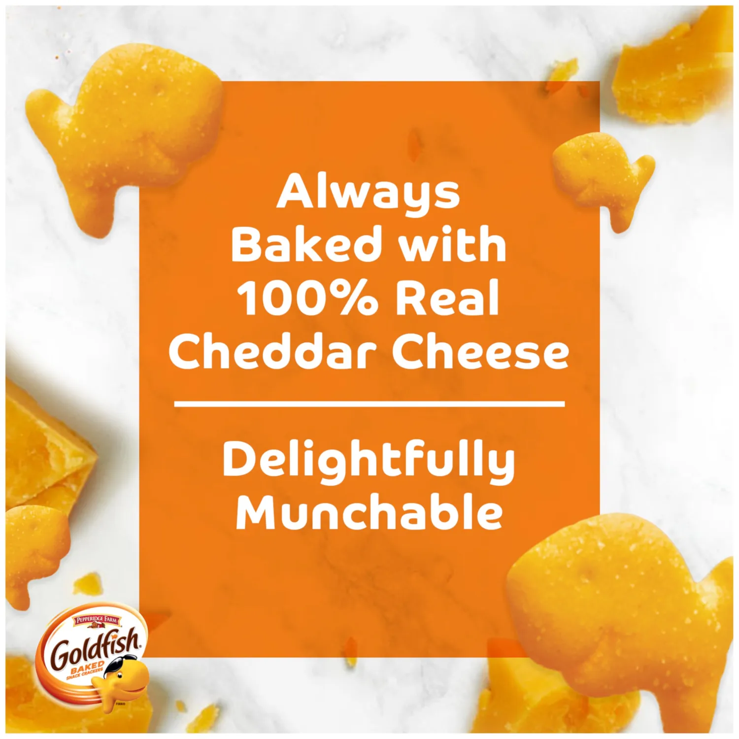 Goldfish Cheddar Cheese Crackers, Baked with Whole Grain, 27.3 oz Carton