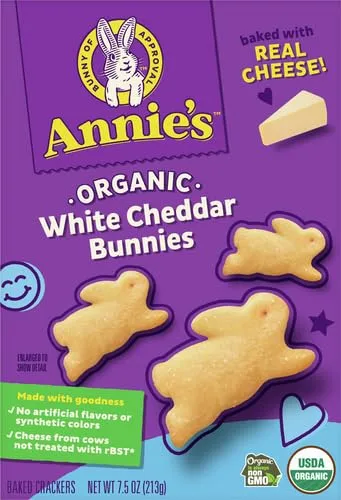 Annie's Organic White Cheddar Bunnies Baked Snack Crackers, 7.5 oz
