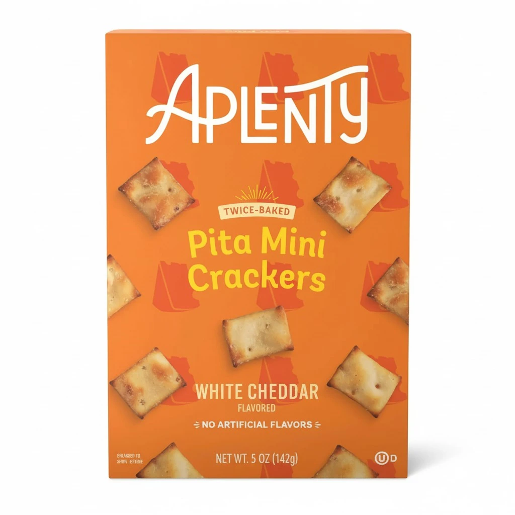 Aplenty, White Cheddar Pita Mini Crackers, 5 oz