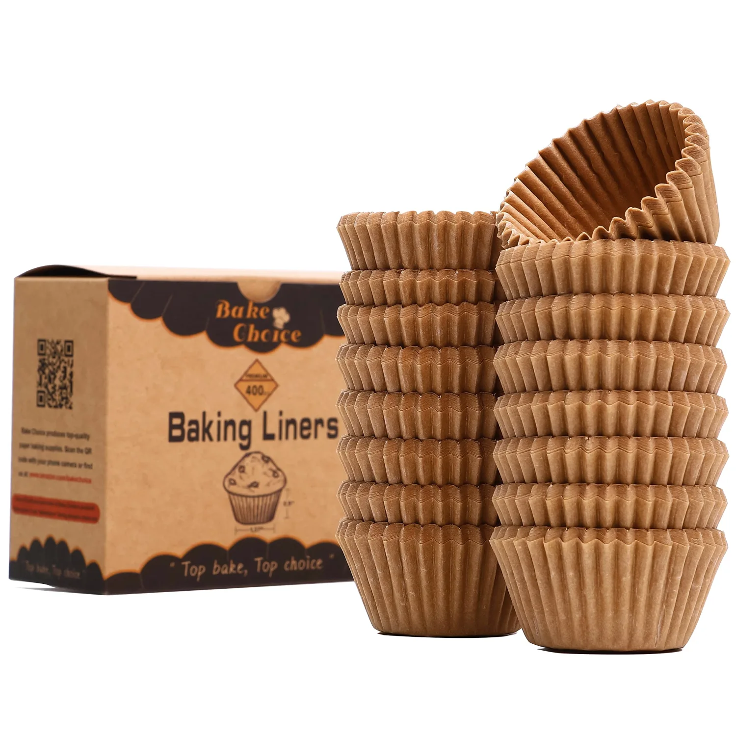 Non-Stick 400pcs Mini Cupcake Liners for Baking, Natural parchment mini muffin liners for Mini Muffin Pan, Mini Cupcake Pan, Food Grade,Non Stick, Greaseproof