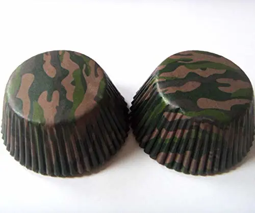 black camouflage greasproof Paper Muffin Cupcake Liners case Baking Cups 100 pcs,Standard Size 2x1.25inch (black camouflage)