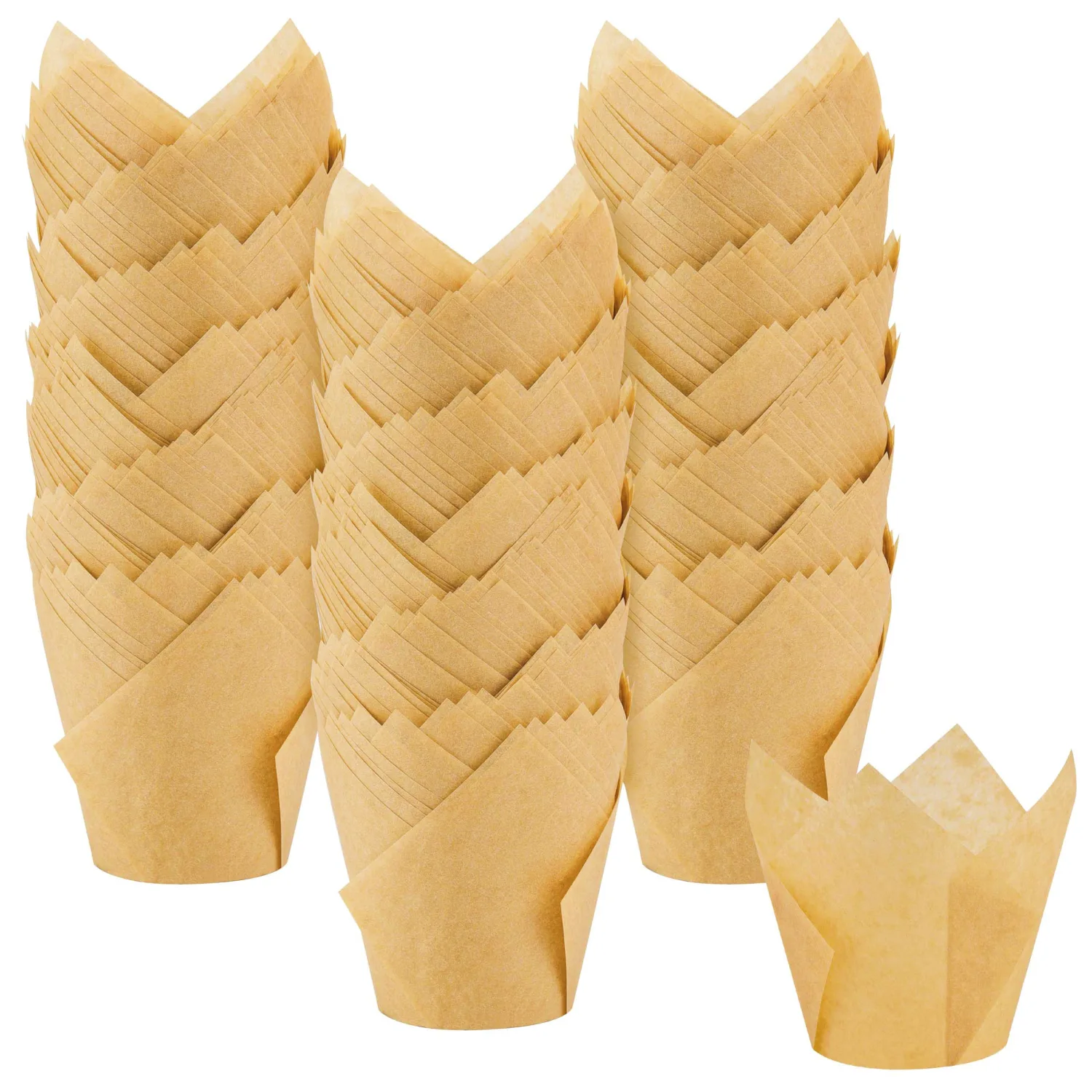 300PCS Tulip Parchment Cupcake Liners Standard Baking Cups Muffin Wrappers Perfect for Baking, Birthday Parties, Weddings, Baby Showers, Bakeries, Catering, Restaurants Standard Size (Nature)
