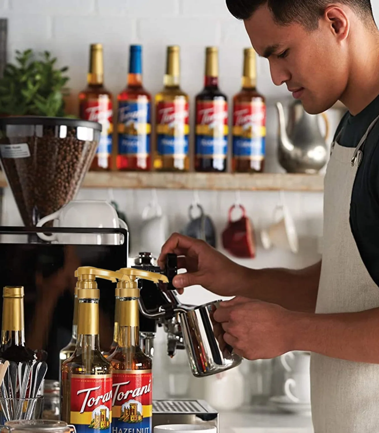 French Vanilla Syrup for Coffee 25.4 Ounces, Torani with Little Squirt Syrup Pump
