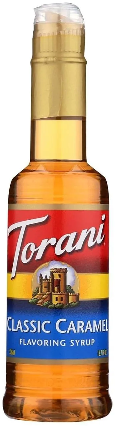 Classic Caramel Coffee Syrup Plastic Bottle 12.7 Ounces - Perfect for Hot Milk, Macchiato, Hot Chocolate, Ciders