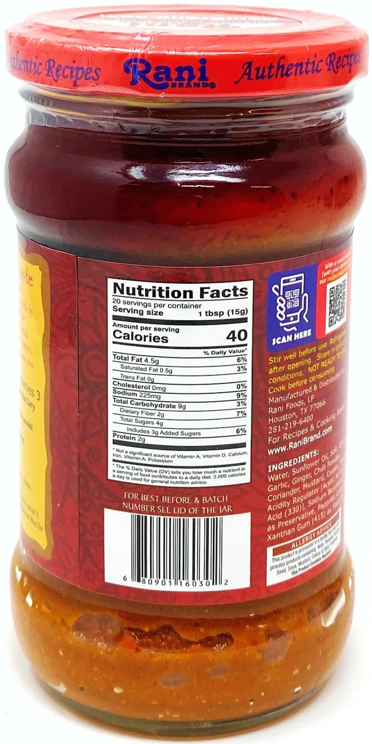 Rani Curry Paste HOT (Spice Paste) 10.5oz (300g) Glass Jar ~ No Colors | All Natural | NON-GMO | Vegan | Gluten Free | Indian Origin
