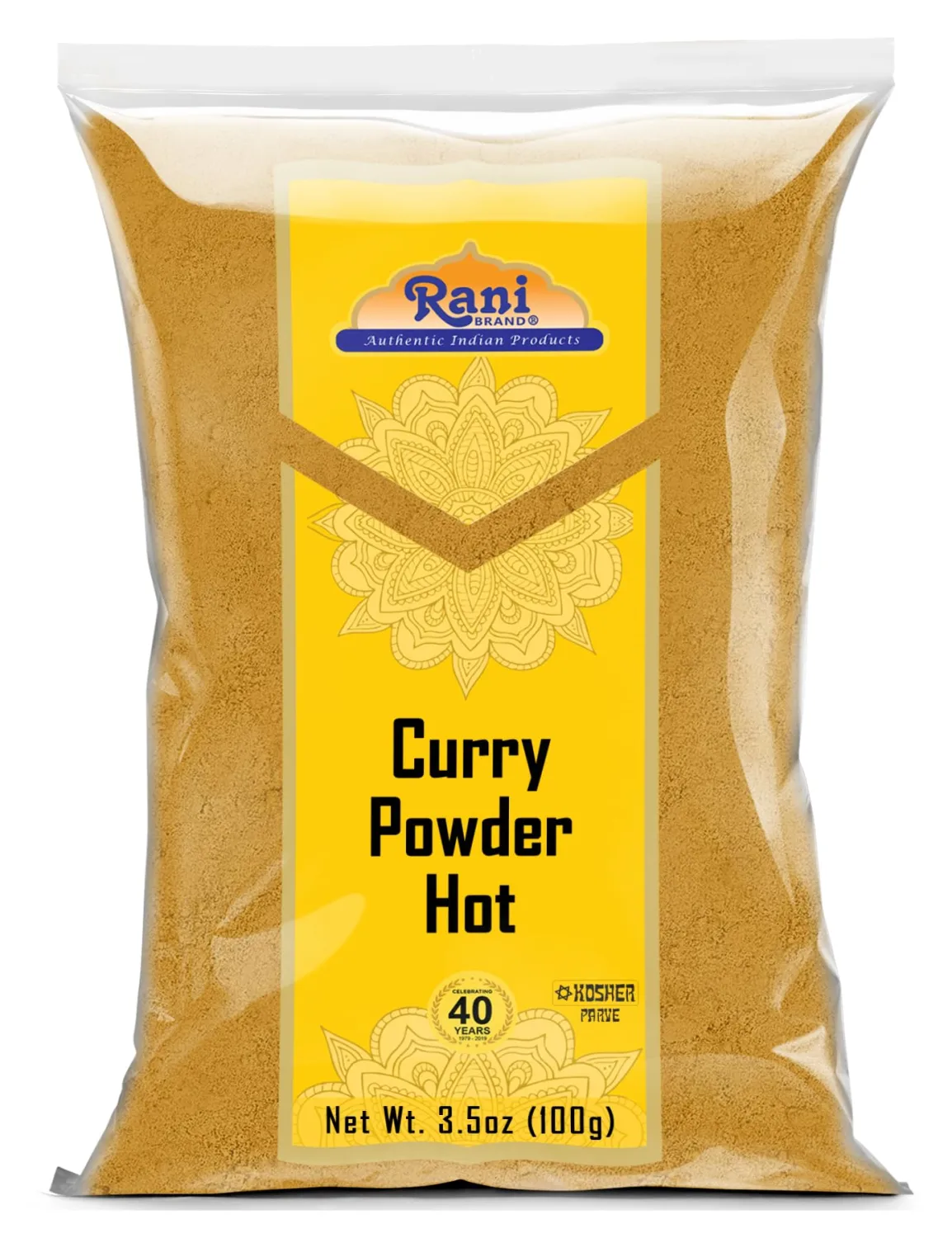 Rani Curry Powder Hot (11-Spice Authentic Indian Blend) 3.5oz (100g) ~ All Natural | Salt-Free | Vegan | No Colors | Gluten Friendly | NON-GMO | Kosher | Indian Origin
