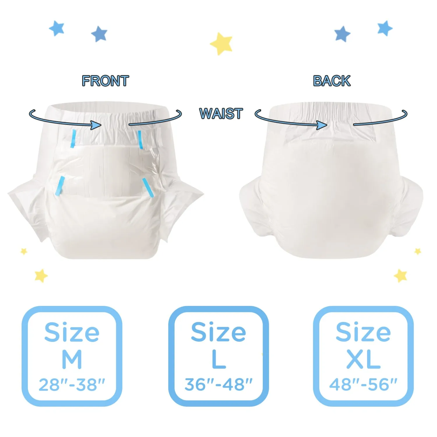 Littleforbig Adult Diaper 10 Pieces - ABDry New White Diapers (Large 36"-46")