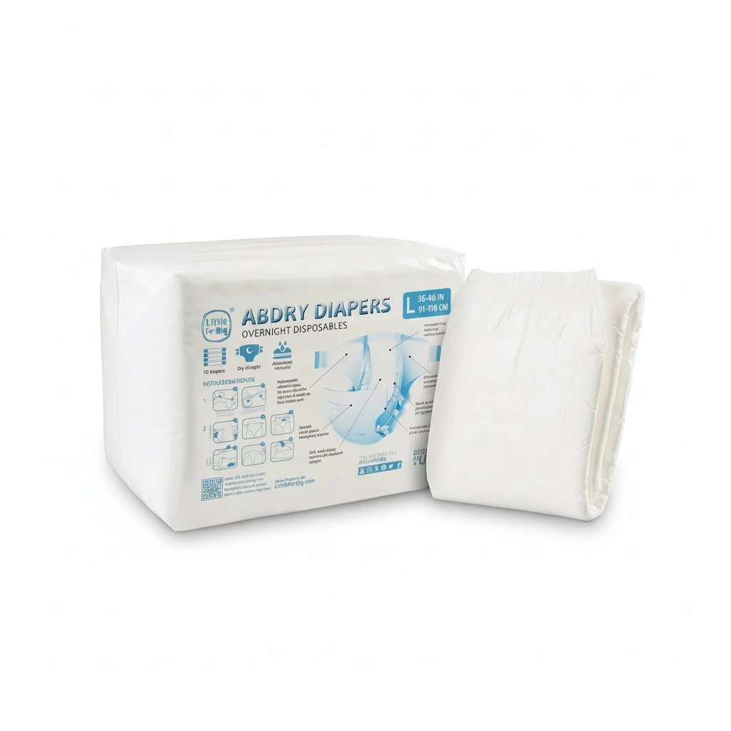 Littleforbig Adult Diaper 10 Pieces - ABDry New White Diapers (Large 36"-46")