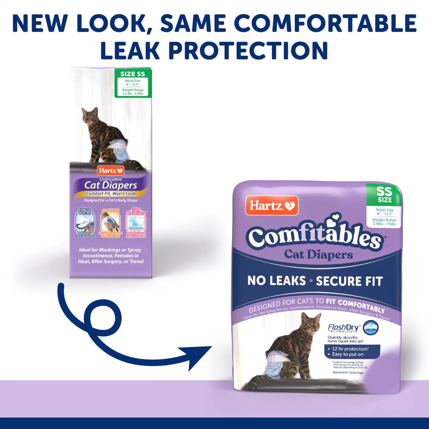Hartz Comfitables Cat Diapers, Size XS 16 Count, Comfortable & Secure Fit, Easy to Put On
