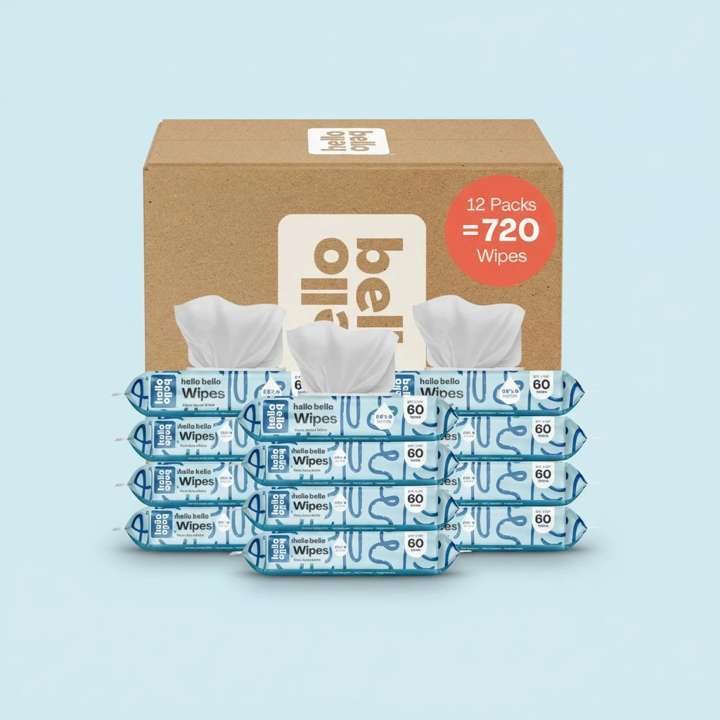 Hello Bello Extra Gentle Unscented Baby Wipes, Plant Based, Made with 99% Water and Aloe for Babies and Kids, 720 Count