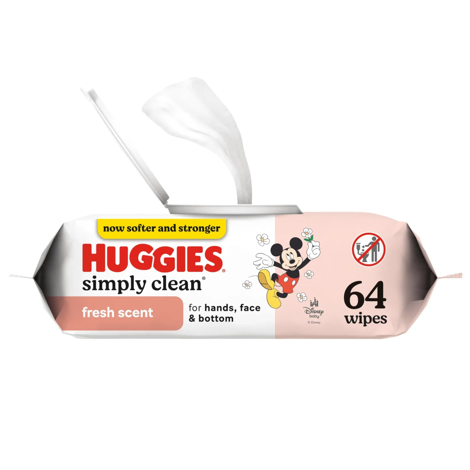 Huggies Simply Clean Fresh Scent Baby Wipes, 1 Flip-Top Pack (64 Wipes Total), Packaging May Vary