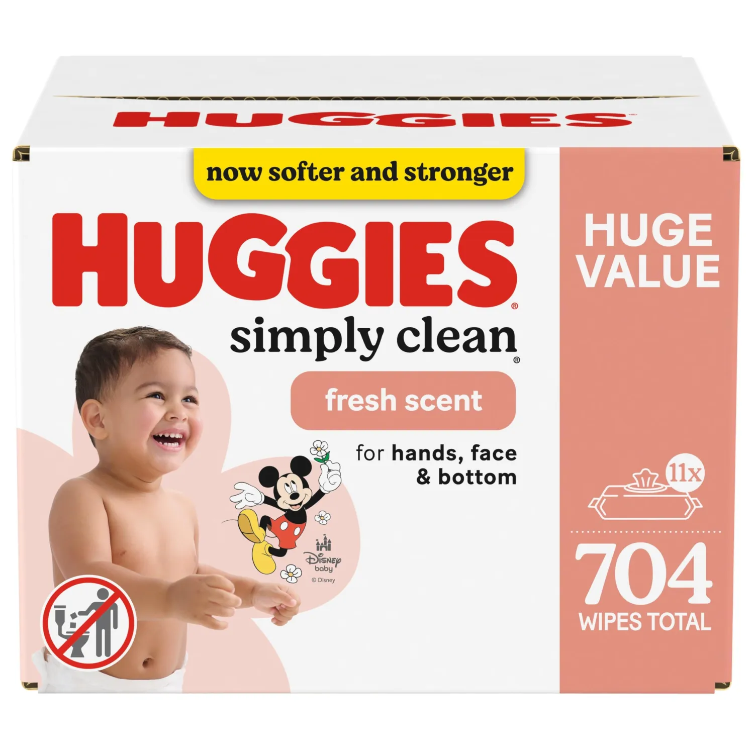Huggies Simply Clean Fresh Scent Baby Wipes, 11 Flip-Top Packs (704 Wipes Total), Packaging May Vary