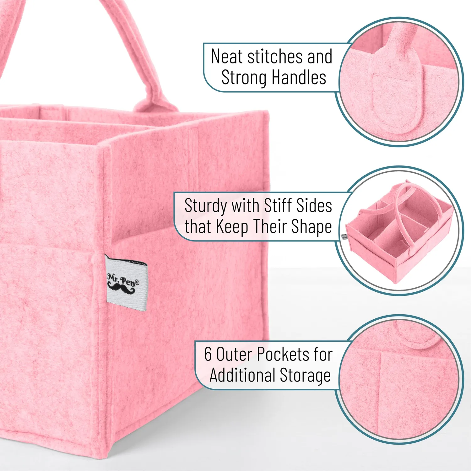 Mr. Pen- Baby Diaper Caddy Organizer, Pink, Baby Organizer, Car Diaper Caddy, Baby Caddy Organizer, Portable Diaper Caddy, Diaper Organizer for Changing Table, Baby Organizer for Nursery