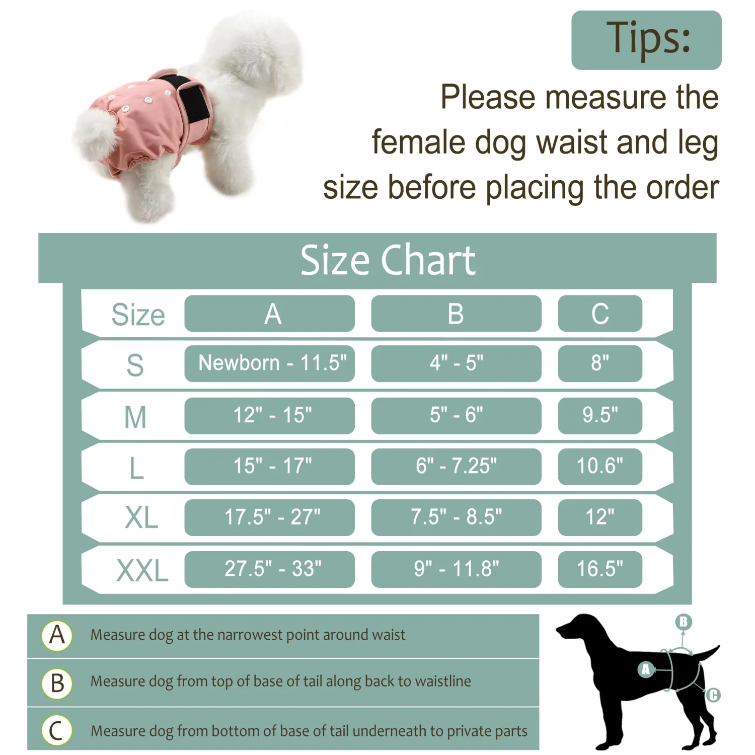 Washable Female Dog Diapers - Premium Reusable Diapers for Doggie in Heat - Highly Absorbent Dog Diapers Female for Pet Incontinence with Adjustable Snaps (Morandi, L)