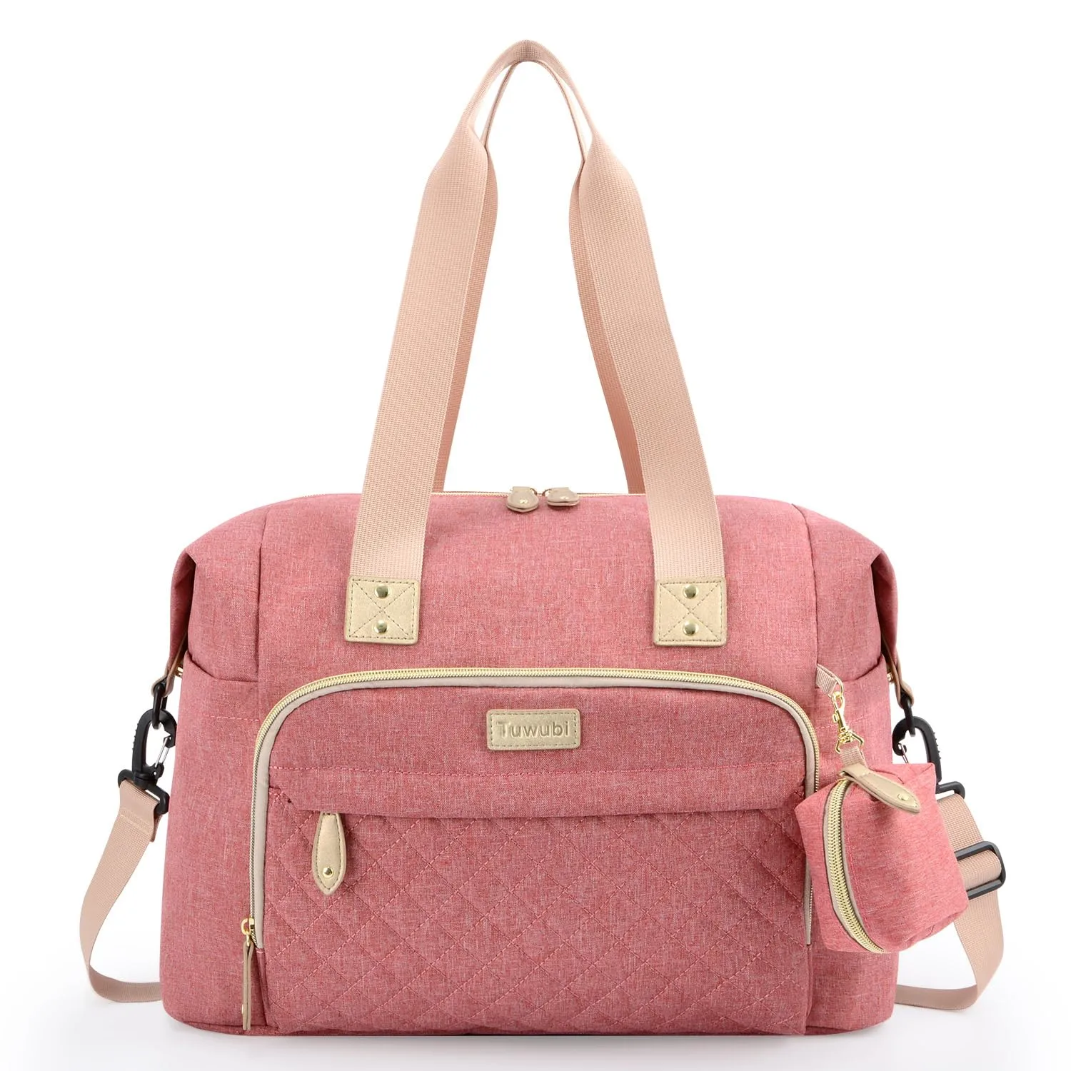 Tuwubi Diaper Bag Tote,Baby Diaper Bag with Pacifier Case Large Travel Diaper Tote Caddy for Mom and Dad Multifunction Large Baby Bag - M-Pink