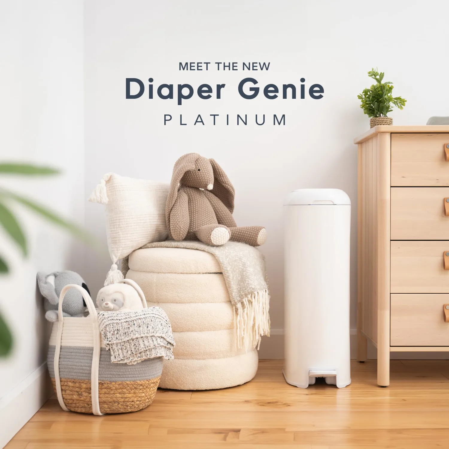 Diaper Genie Platinum Pail (Lilly White) is Made of Durable Stainless Steel and Includes 1 Easy Roll Refill with 18 Bags That can Last up to 5 Months.