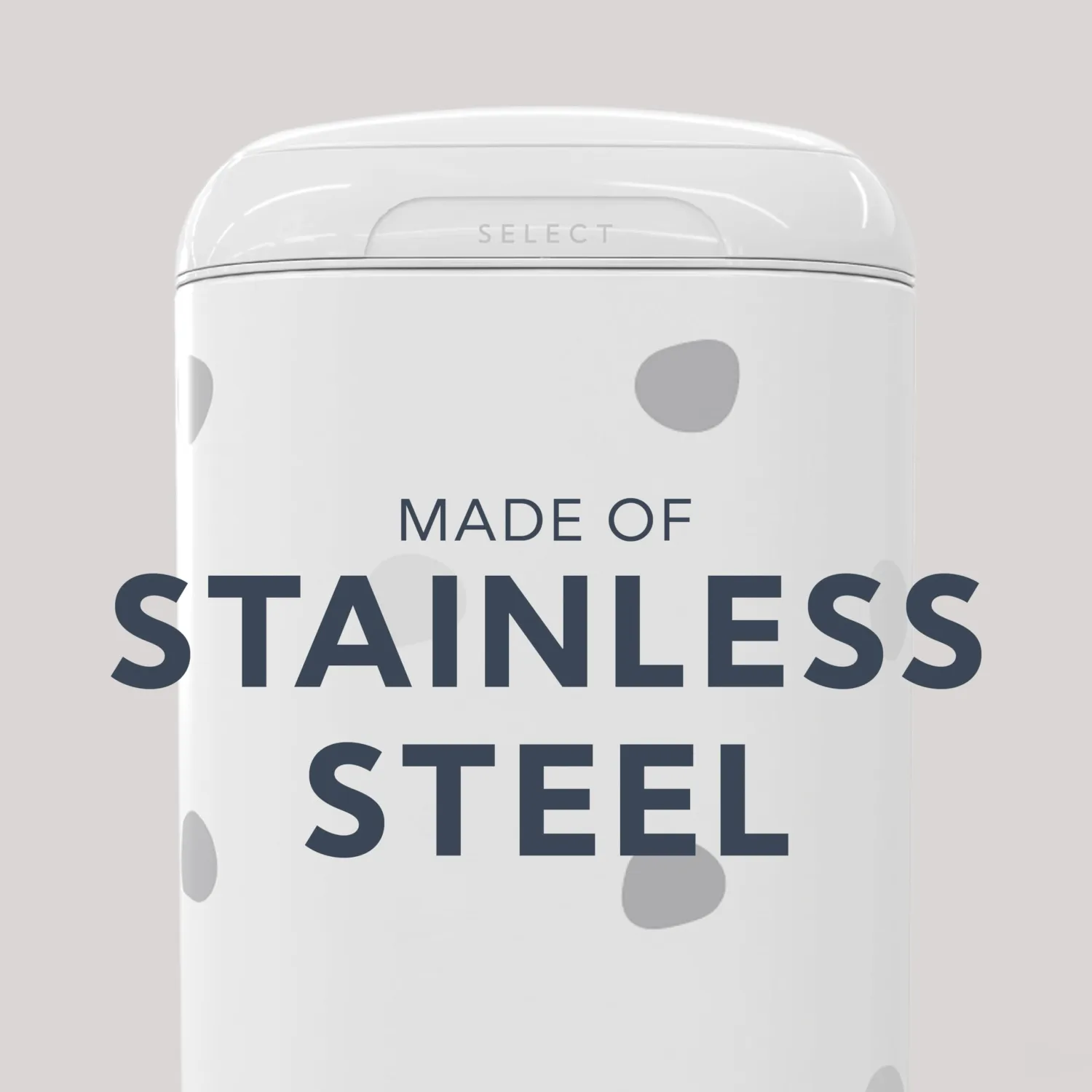 Diaper Genie Select Pail (Polka Dot) is Made of Durable Stainless Steel and Includes 1 Starter Square Refill That can Hold up to 165 Newborn-Sized Diapers.