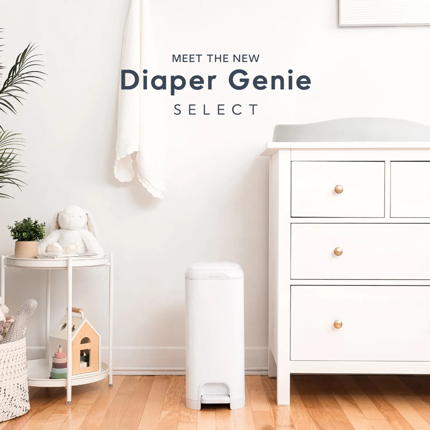 Diaper Genie Select Pail is Made of Durable Stainless Steel and Includes 1 Starter Square Refill That can Hold up to 165 Newborn-Sized Diapers.