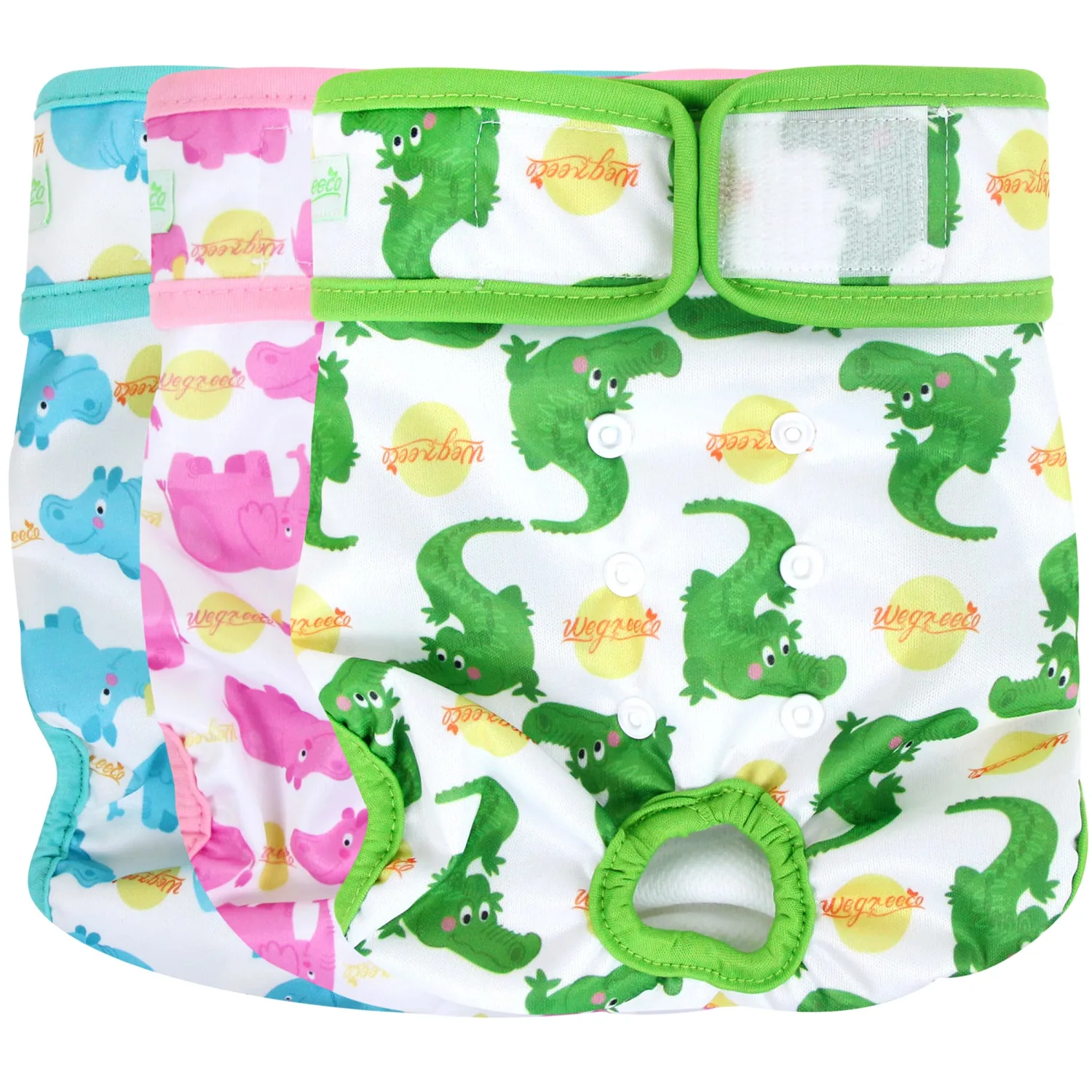 wegreeco Luxury Washable Reusable Dog Diapers (Stylish Pattern) - Female Dog Diapers, Doggie Diapers, 3 Pack (Fancy, Medium)