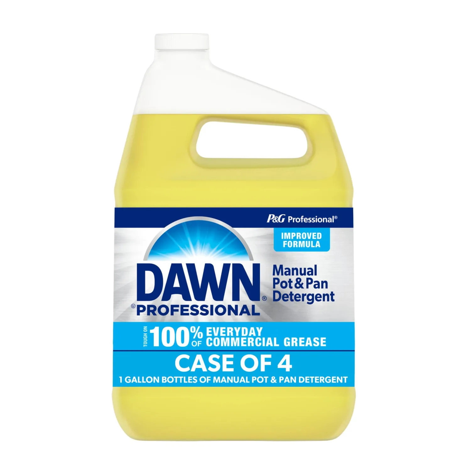 Dawn Dishwashing Liquid Soap Detergent, Bulk Degreaser Removes Greasy Foods from Pots, Pans and Dishes in Commercial Restaurant Kitchens, Lemon Scent, 1 Gal (Case of 4) (Packaging May Vary)