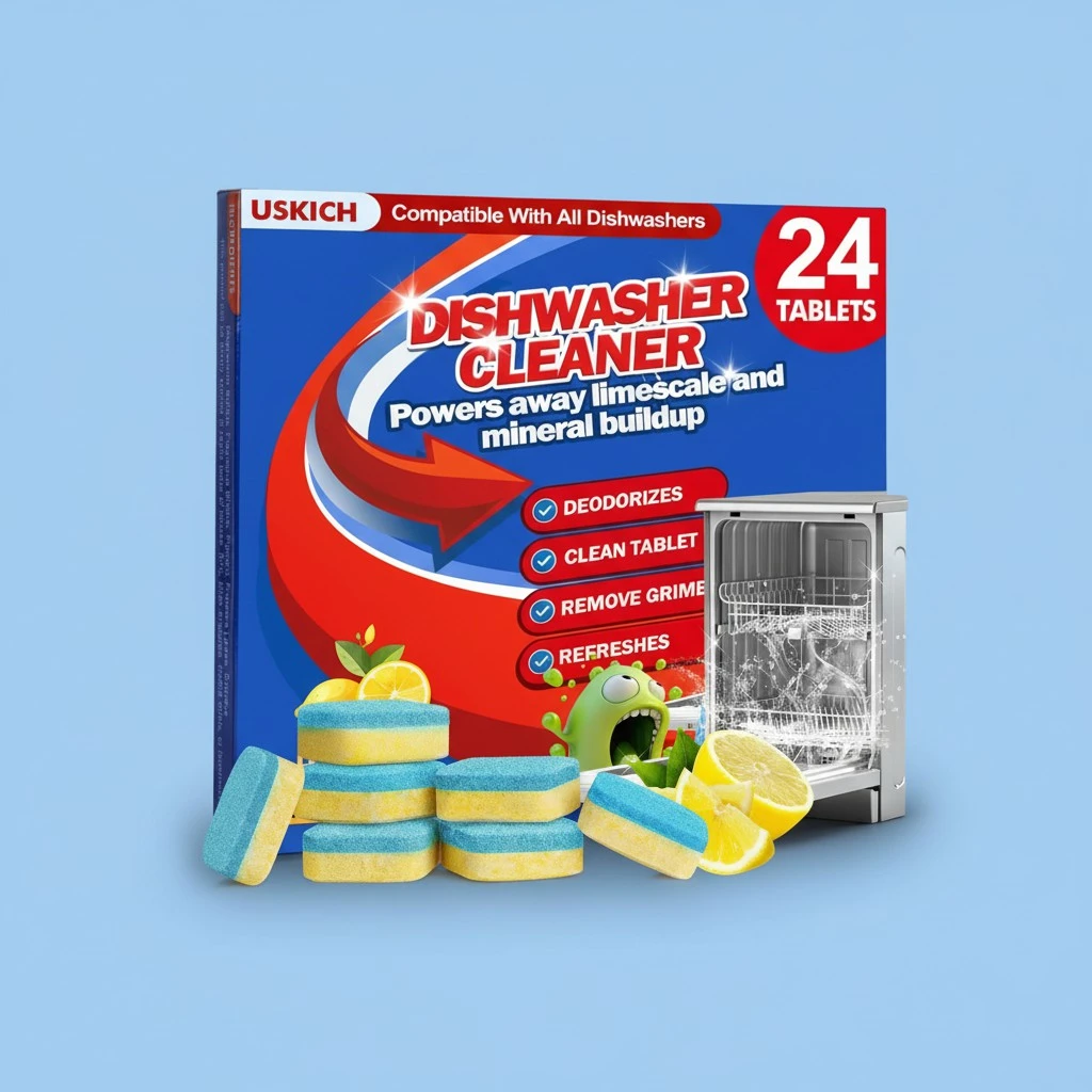 Dishwasher Cleaner Tablets 24 Pack,Deodorizer Tablets Cleaning Descaler Pods for Dish Washer, Natural Dish Washer Machine Tablets for Limescale, Mineral Buildup, Odor, Smell - 12 Month Supply