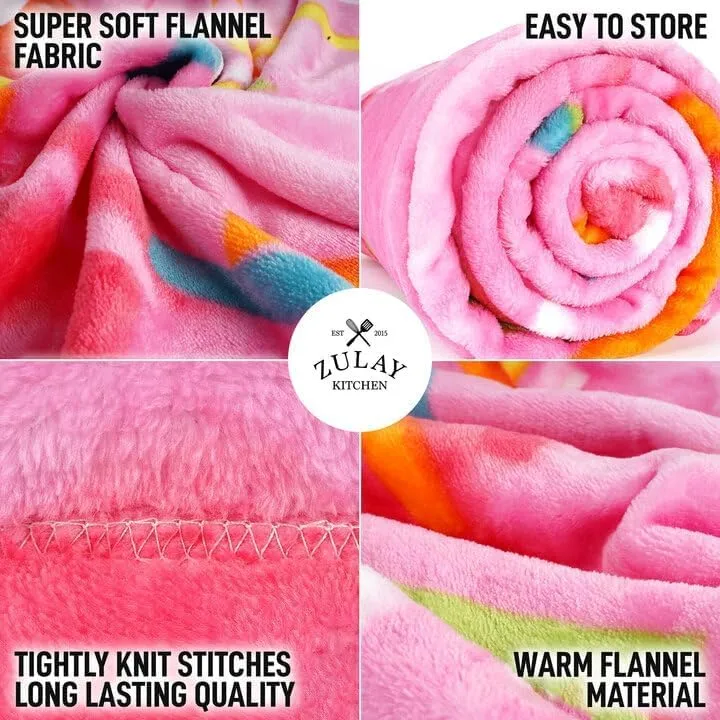 Zulay Donut Blanket - Novelty Big Donut Blanket Adult and Kids - Premium Soft Flannel Round Pink Glazed Donut Blanket for Indoors, Outdoors, Travel, Home and More, 285 GSM - 36 Inches