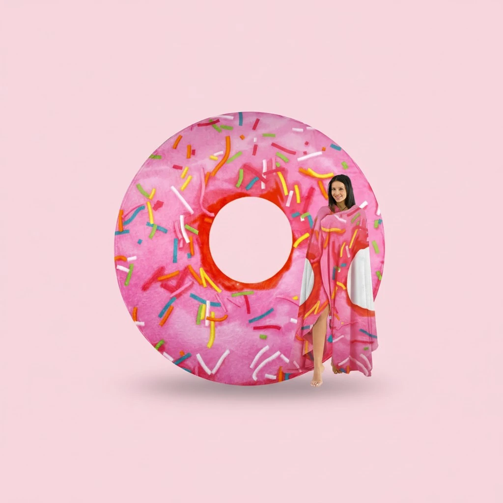Zulay Donut Blanket - Novelty Big Donut Blanket Adult and Kids - Premium Soft Flannel Round Pink Glazed Donut Blanket for Indoors, Outdoors, Travel, Home and More, 285 GSM - 36 Inches