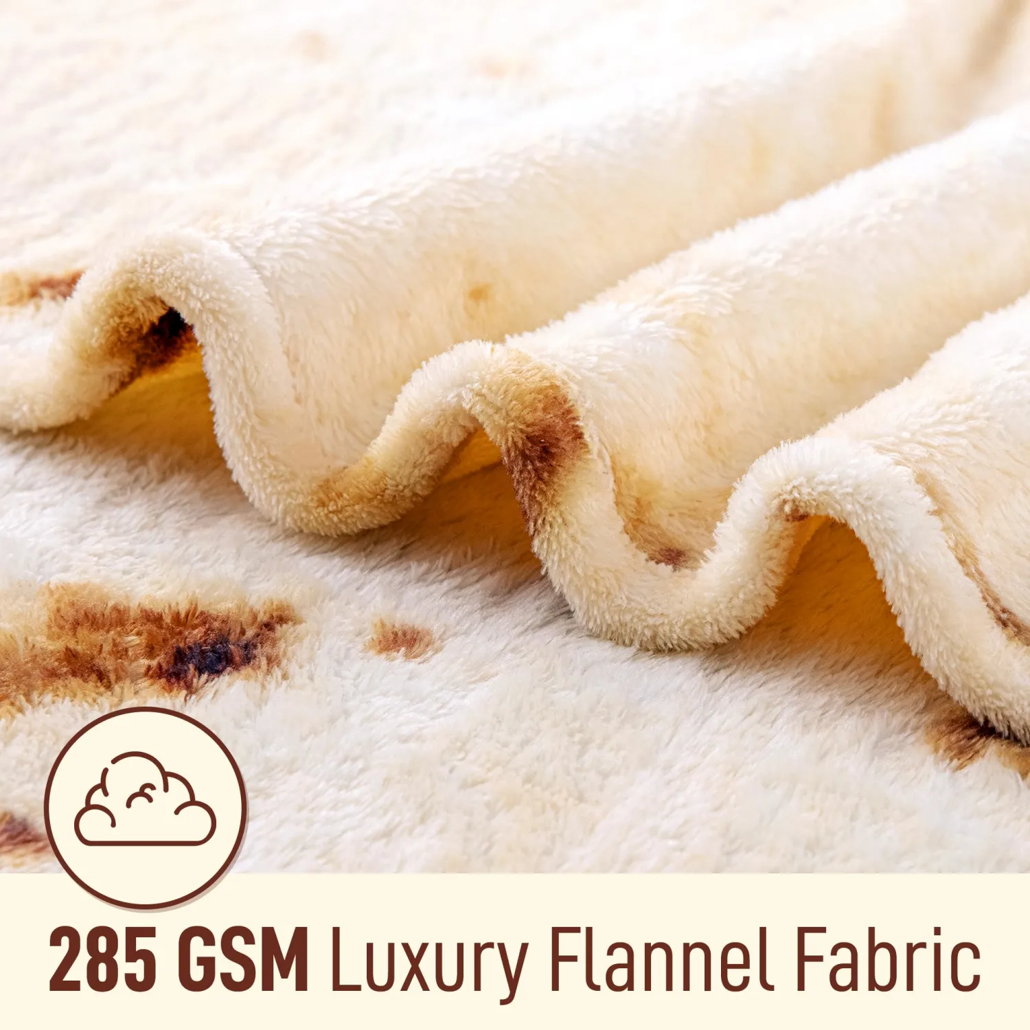 Zulay Kitchen Burritos Tortilla Throw Blanket Double Sided 36 inches for Adult and Kids - Giant Novelty Funny Taco Tortilla Blanket, Soft 285 GSM Flannel - White Elephant Gift