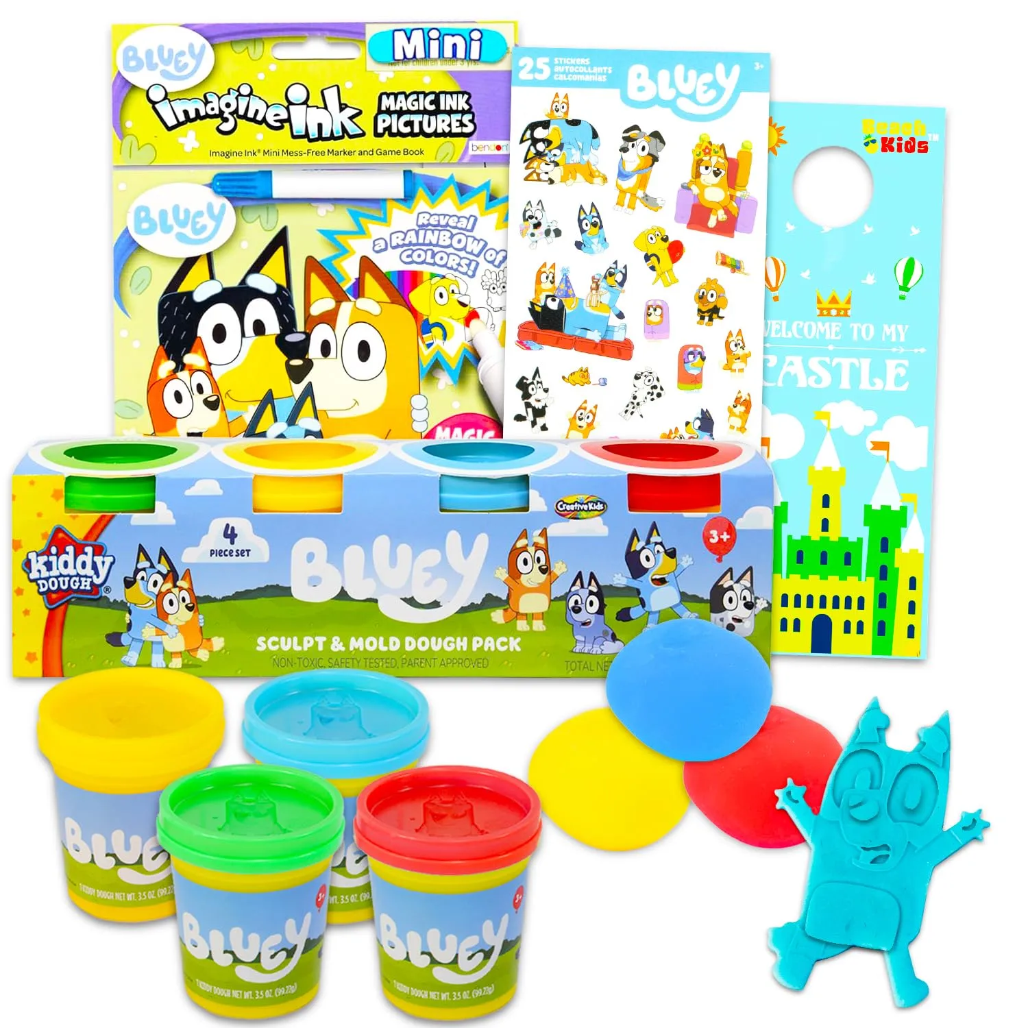 Bluey Activity Set for Kids - Bundle with Bluey Dough Tubs and Bluey Imagine Ink Coloring Book for Boys, Girls Plus Stickers | Bluey Activities for Kids