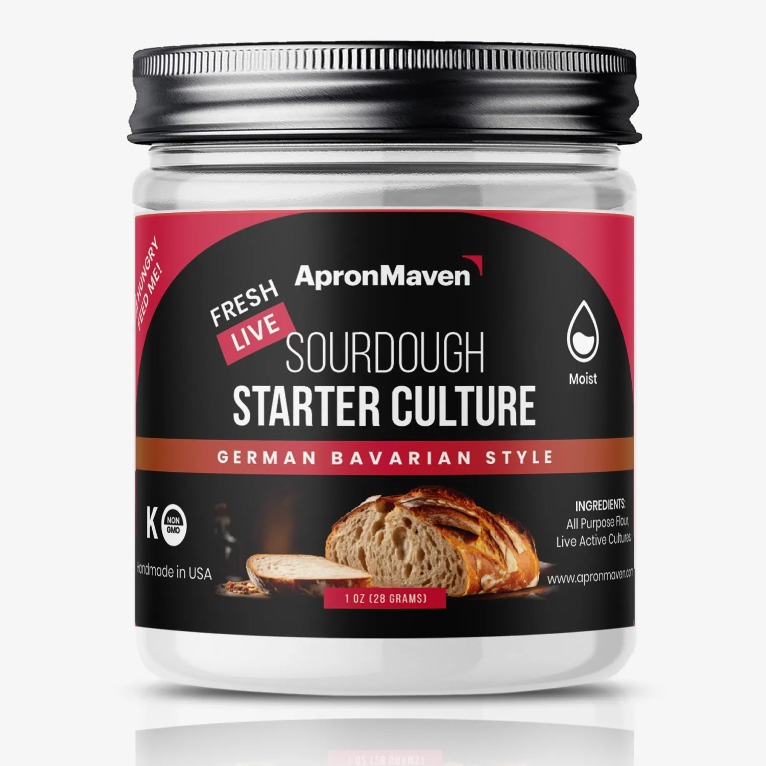 Premium Live Sourdough Starter Culture - German Bavarian Flavorful Style - Fresh Liquid Sour Dough in Jar - With Simple Beginner Friendly Feeding Instructions for Homemade Bread Baking