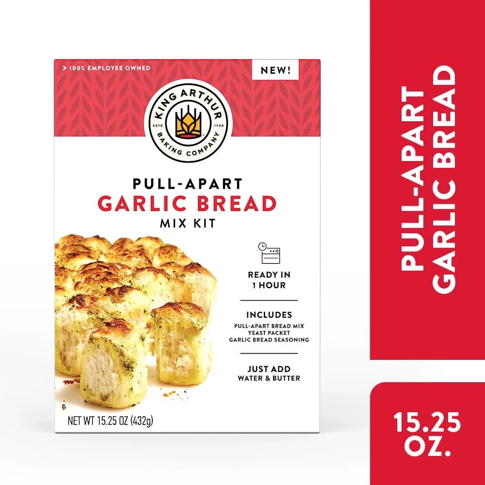 King Arthur Baking Company Pull-Apart Garlic Bread Mix Kit 15.25 oz., Baking Mix - Ready in 1 hour