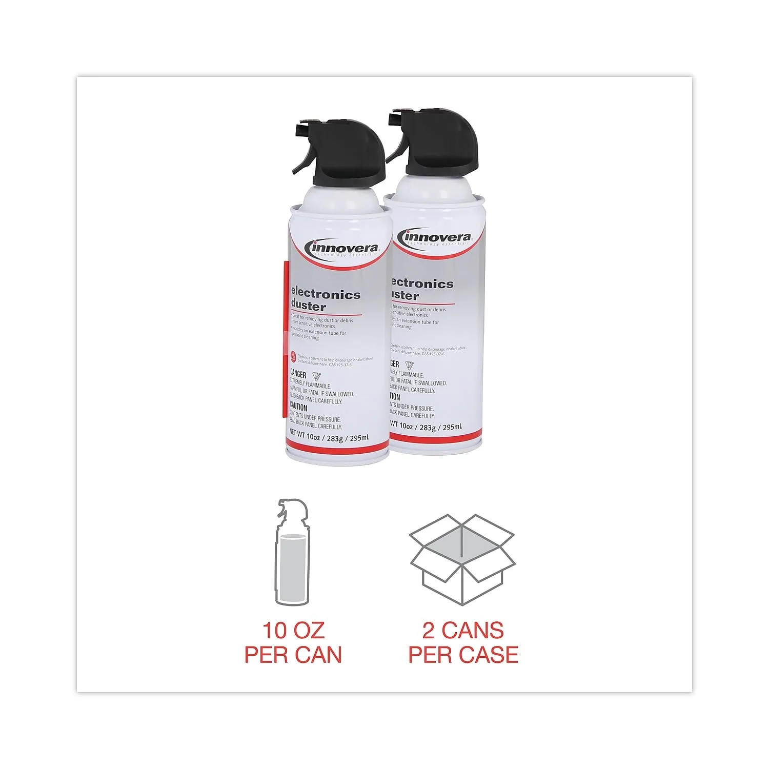 Innovera IVR10012 10 oz. Can Compressed Air Duster Cleaner (2/Pack)