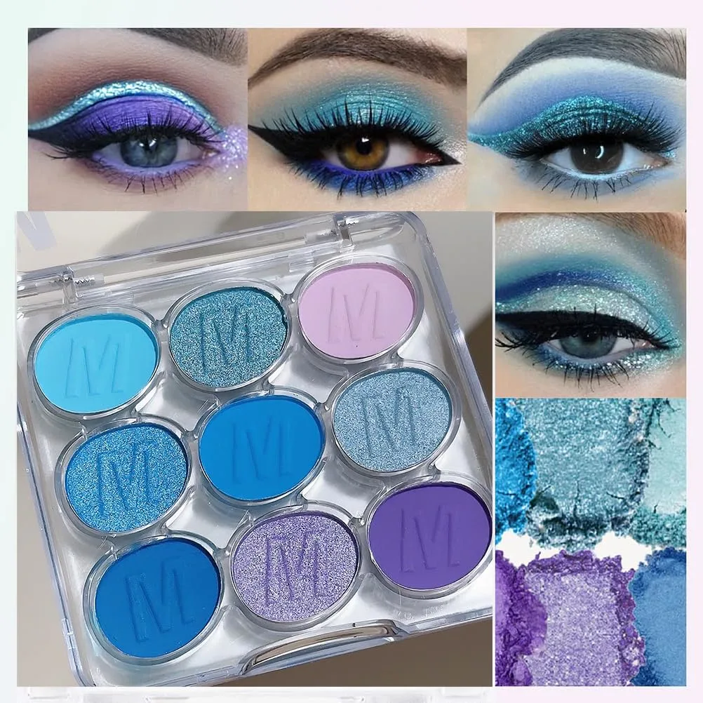 Eyeshadow Palette Blue Purple Matte eye shadow makeup for woman,9 colors Blue Purple Matte Eyeshadow Long Lasting Colorful Eye Shadow Plattet
