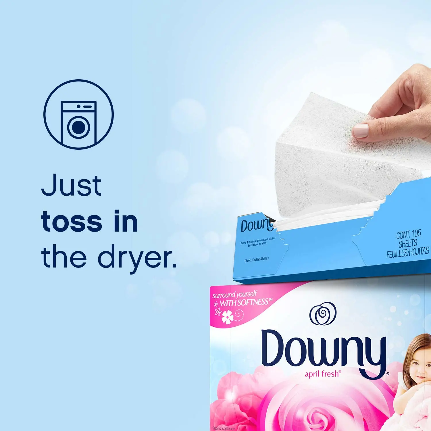 Downy Fabric Softener Dryer Sheets, April Fresh Scent, 120 Count, Pack of 3