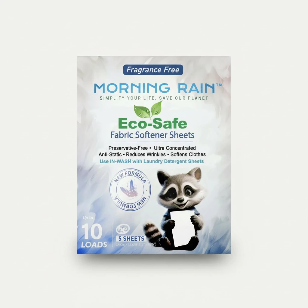 Eco Fabric Softener Sheets for Washing Machine - Fragrance-Free, Preservative-Free, Ultra-Concentrated - 5 Sheets for Up to 10 Loads, Anti-Static, Reduces Wrinkles, Softens Clothes