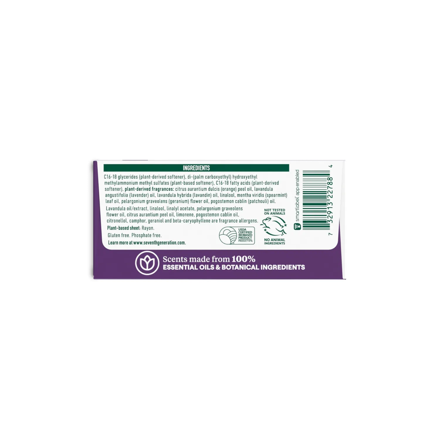 Seventh Generation Dryer Sheets Laundry Fabric Softener, Fresh Lavender Scent, 80 Sheets