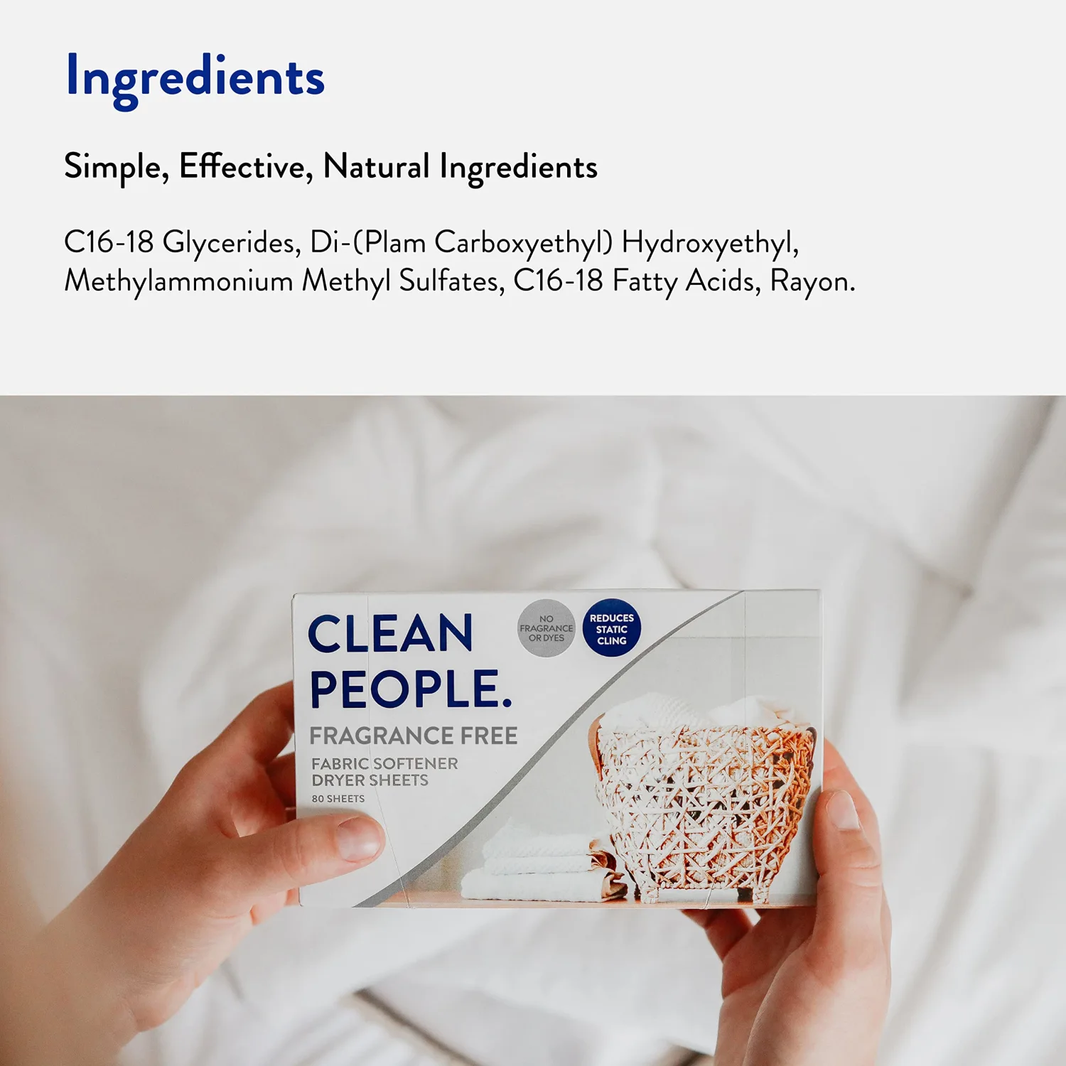 The Clean People Fabric Softener Sheets - Dryer Sheets - Softens & Removes Static Cling - Vegan Laundry Softener, Fragrance Free - Unscented, 120 Pack