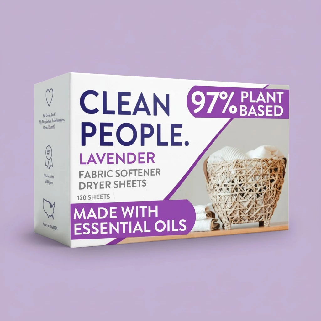The Clean People Fabric Softener Sheets - Dryer Sheets - Softens & Removes Static - Vegan Laundry Softener With Essential Oils - Lavender, 120 Pack