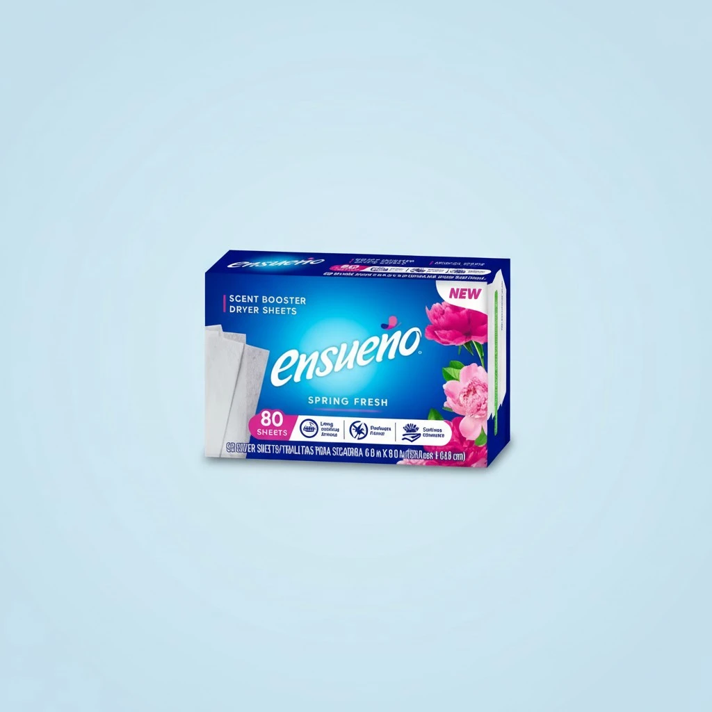 Ensueño- Fabric Softener Dryer Sheets, Scent Booster, Spring Fresh, 80 Count (Pack of 6) - Ideal for Large Households, Business, Or office Use