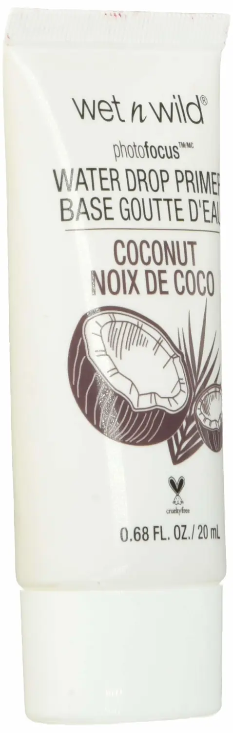 wet n wild Photo Focus Water Drop Primer, Hydrating Primer with Hyaluronic Acid, Cream-to-Liquid Texture, Cruelty-Free & Gluten-Free - Coconut
